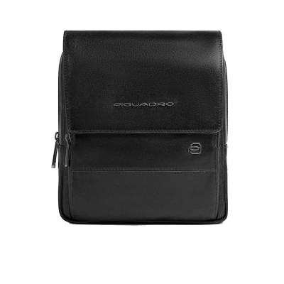 Borsello tozzo con patta Piquadro Nero