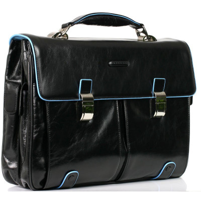Cartella 2 Soffietti I 2 tasche frontali Piquadro Blue Square | CA1068B2-Nero
