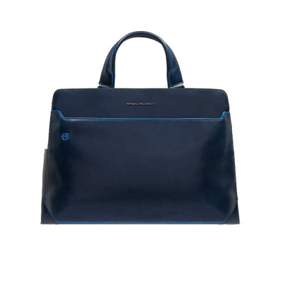 Cartella in Pelle Porta Computer Blue Square Blu2  Valigeria.it