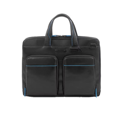 Cartella in Pelle Sottile Blue Square Revamp Piquadro Nero