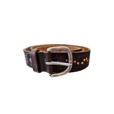 Cintura uomo vacchetta 35 cuoio+perline orcia Italian Belts Marrone