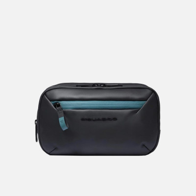 Necessaire 2 zip semplice resistente all'acqua Piquadro Corner 2.0 Nero