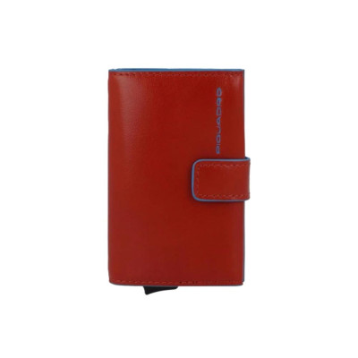 Porta Carte Credito Semplice Blue Square Piquadro Rosso  Valigeria.it