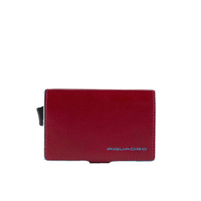 Porta Carte Credito Doppio Blue Square Piquadro Rosso  Valigeria.it