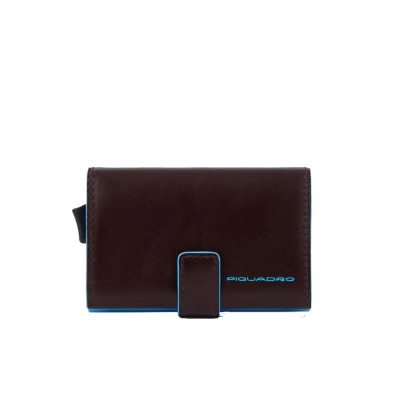 Porta Carte Credito Semplice Blue Square Piquadro Mogano  Valigeria.it