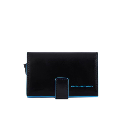 Porta Carte di Credito Semplice Blue Square Piquadro Nero  Valigeria.it