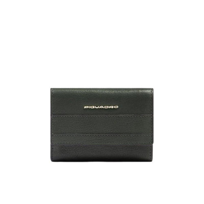 Portafoglio donna cerniare e patta piccolo Piquadro Verde