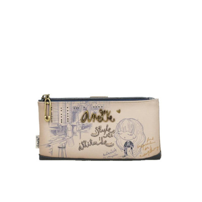 Portafoglio donna cerniera con patta grande Anekke Studio Multicolor