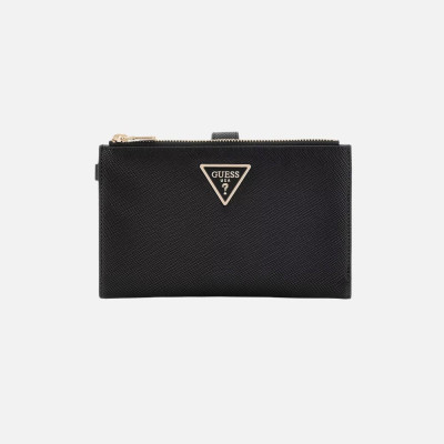 Portafoglio donna grande chiusura a lingua in tessuto Guess Laurel II Black