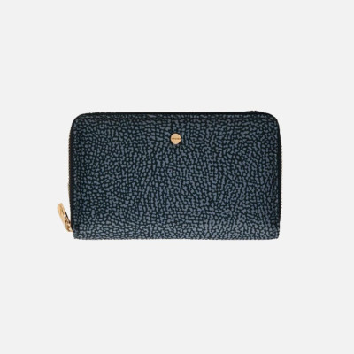 Portafoglio donna cerniera semplice medio Borbonese Blu Lapis