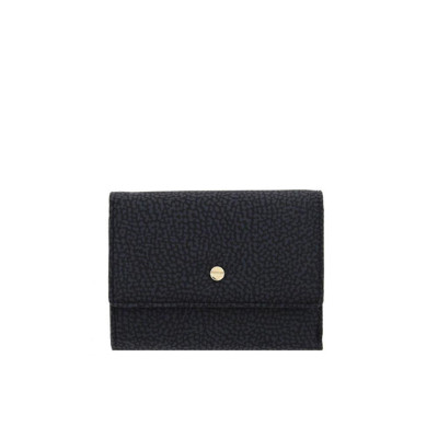 Portafoglio donna orizzontale con patta medio Borbonese Dark Black