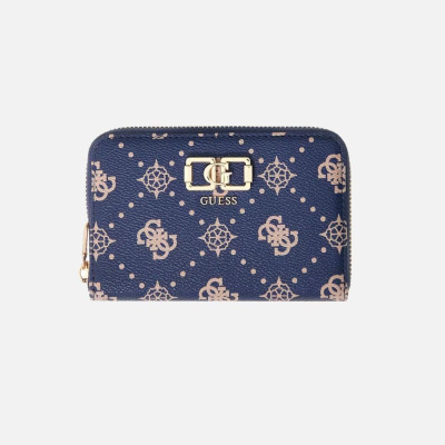 Portafoglio donna cerniera semplice medio Guess Emilie Navy Logo