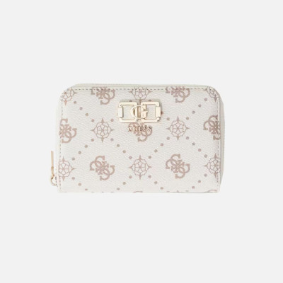 Portafoglio donna cerniera semplice medio Guess Emilie Vanilla Logo
