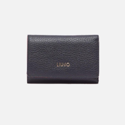 Portafoglio donna zip esterna retro con patta Liu Jo Caliwen Nero