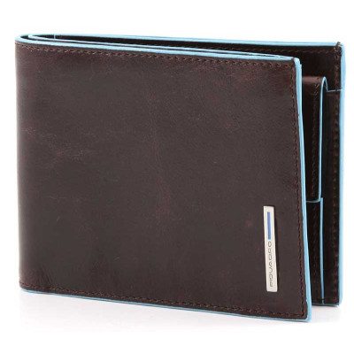 Portafoglio Uomo Piquadro | con portamonete e porta carte di credito | Linea Blue Square | PU1239B2-mogano (valigeria)