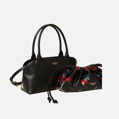 Borsa donna bauletto con tracolla e con pochette stampata Twinset Nero
