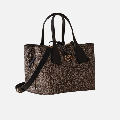 Borsa donna bauletto medio Borbonese Op Naturale/Nero