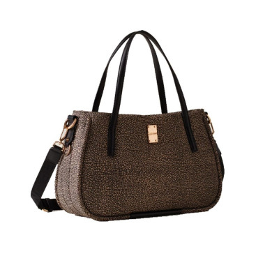 Borsa donna due manici con tracolla tapiro classico Borbonese Op Classico/Nero