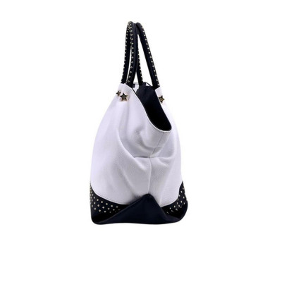 Borsa donna due manici grande M-Brc C164--Bianco Nero Valigeria-it 