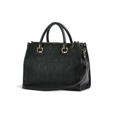 Borsa donna due manici quadrata con tracolla logata Liu Jo Manh Nero