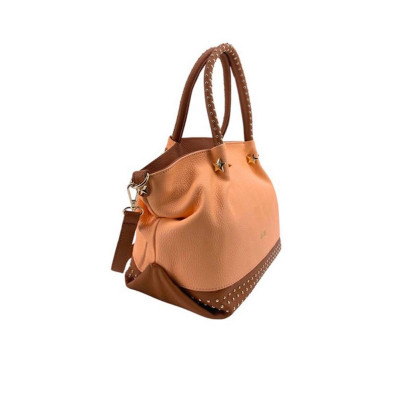 Borsa donna due manici media M-Brc C165-Albicocca Cognac Valigeria-it