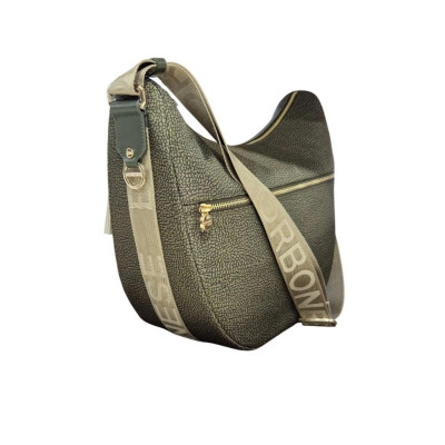 Borsa donna sacca grande con tasca zip davanti Borbonese Alloro