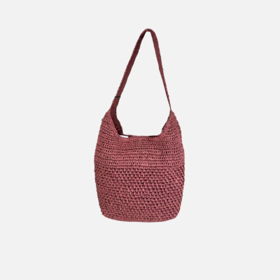 Borsa donna sacca media in rafia crochet Twinset Brown Henna