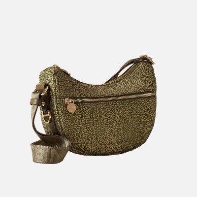 Borsa donna sacca con zip anteriore mini Borbonese Olive