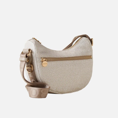 Borsa donna sacca con zip anteriore mini Borbonese White Cotton