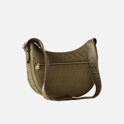 Borsa donna sacca piccola con tasca anteriore Borbonese Olive