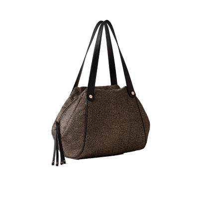 Borsa donna shopping grande tapiro classico Borbonese Op Classico/Nero