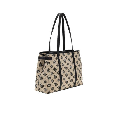 Borsa donna shopping quadrata Beyza Guess HWJG9627230-Black Logo Valigeria-it 