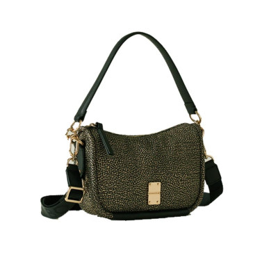 Borsa donna sottospalla media con doppia tracolla Borbonese Alloro