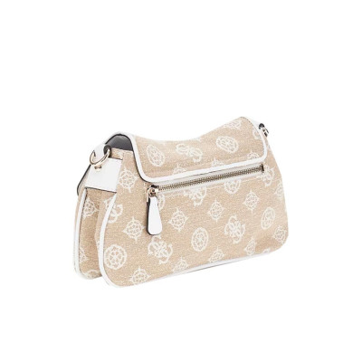 Borsa donna tracolla con patta Beyza Guess HWJG9627190-White Logo Valigeria-it