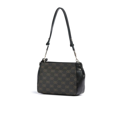 Borsa donna tracolla con zip sopra logato + tinta unita Liu Jo Circo Nero