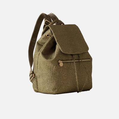 Borsa donna zainetto chiusura con patta Borbonese Olive