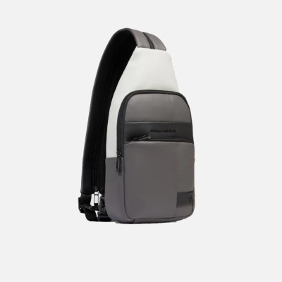 Borsello monospalla gommato porta ipad Piquadro Wollen Wet Grigio/Nero