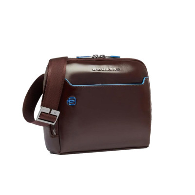 Borsello piatto con tasca anteriore Piquadro Blue Square Mogano