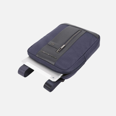 Borsello tozzo con tasca davanti Piquadro Brief2 Blu/Cuoio