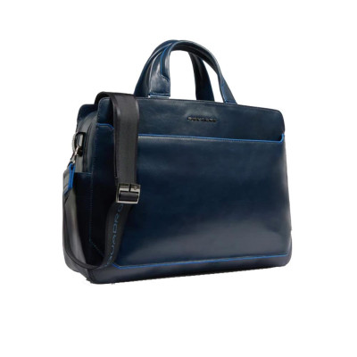 Cartella in Pelle Porta Computer Blue Square Blu2  Valigeria.it
