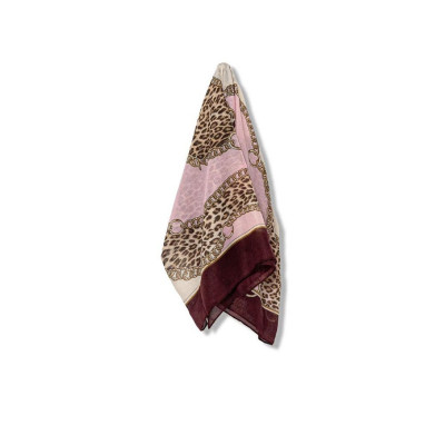 Foulard maxi quadrata chain animalier Liu Jo Red Aubergine