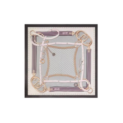 Foulard maxi striped tape 120x120 Liu Jo 2A5041T030022222-Nero Valigeria-it