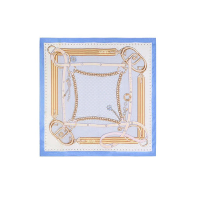 Foulard maxi striped tape 120x120 Liu Jo 2A5041T030073936-Blu Bonnet Valigeria-it