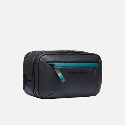Necessaire 2 zip semplice resistente all'acqua Piquadro Corner 2.0 Nero
