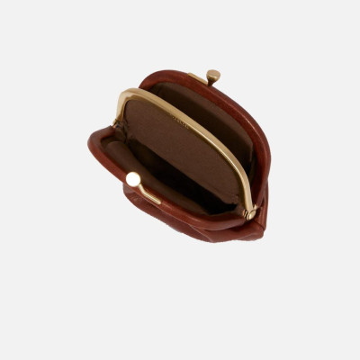 Piccola pelletteria porta monete tacco The Bridge Marrone/Oro