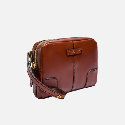 Pochette da polso piatta The Bridge Vespucci Marrone/Oro