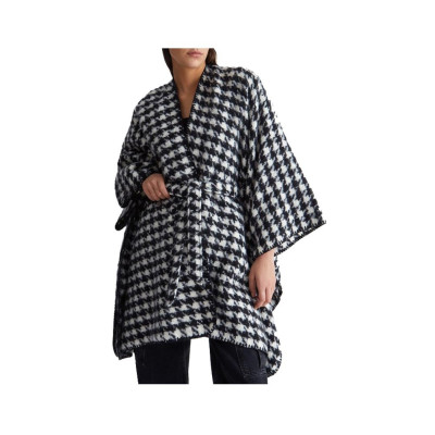 Poncho Cappa con Cintura e Spilla Liu Jo BiancoNero  Valigeria.it