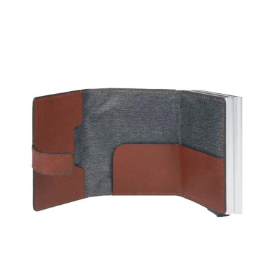 Porta Carte Credito Doppio Black Square Cuoio  Valigeria.it