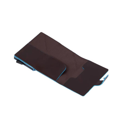 Porta Carte Credito Semplice Blue Square Piquadro Mogano  Valigeria.it