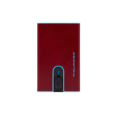 Porta Carte Credito Semplice Blue Square Piquadro Rosso  Valigeria.it